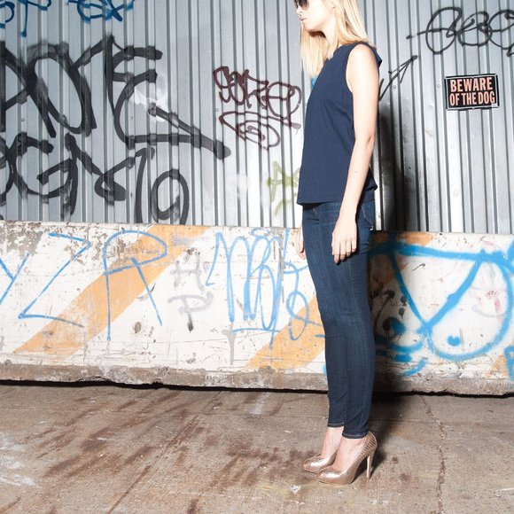 NWOT JOIE Navy Denim Skinny Leggings Jeans Pants Sz US 26 Made in USA MSRP $208 - Picture 9 of 16